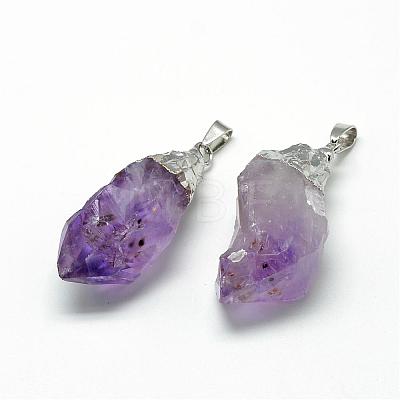 Natural Amethyst Pendants G-Q493-02P-1