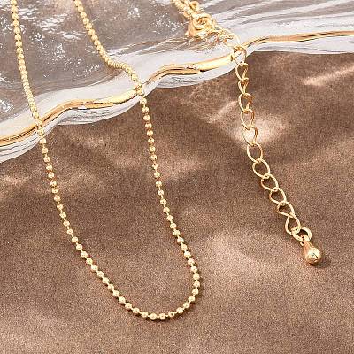 1MM Brass Ball Chain Necklaces for Women NJEW-Q351-01G-1