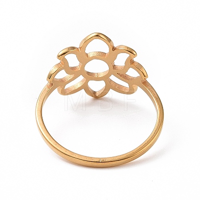 Ion Plating(IP) 201 Stainless Steel Flower Finger Ring RJEW-J051-32G-1