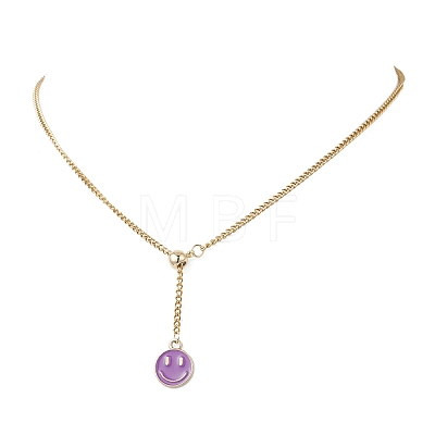 Adjustable 304 Stainless Steel Curb Chain Lariat Necklaces NJEW-JN05857-1