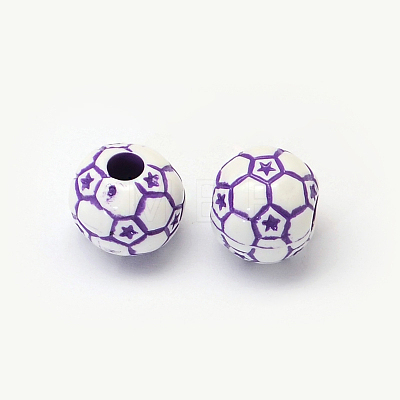 FootBall/Soccer Ball Craft Style Acrylic Beads SACR-R886-06-1