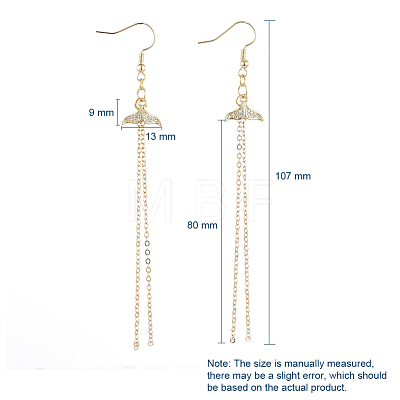Whale Tail Brass Dangle Earrings EJEW-JE03951-1