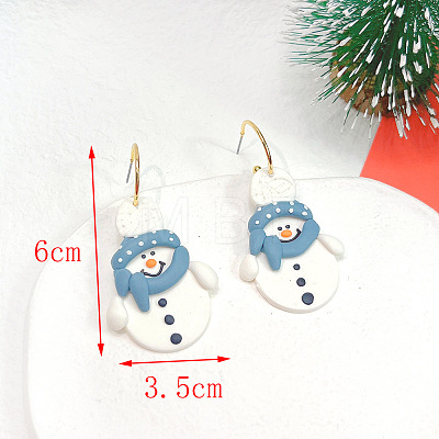 Christmas Polymer Clay & Brass Dangle Stud Earrings FS-WGF7104-08-1