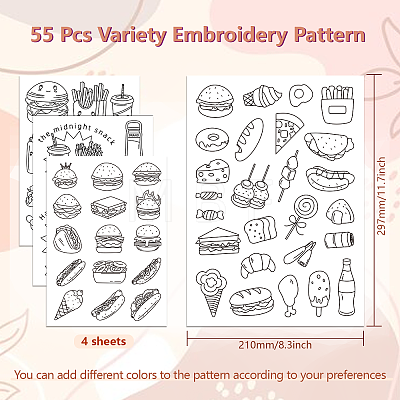 4 Sheets 11.6x8.2 Inch Stick and Stitch Embroidery Patterns DIY-WH0455-176-1