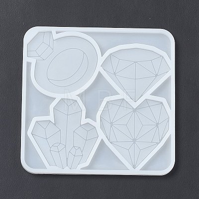 DIY Diamond Ring/Crystal Cluster/Heart Shape Ornament Silicone Molds DIY-E065-04-1