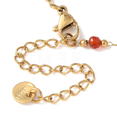 Natural Agate & Howlite & Synthetic Goldstone Faceted Round Bead 304 Stainless Steel Cable Chain Anklets for Women AJEW-G072-01G-1