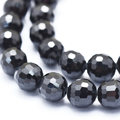 Natural Black Spinel Beads Strands G-D0010-12-8mm-1