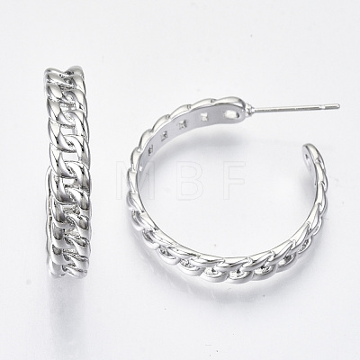 Brass Half Hoop Earrings KK-R117-054P-NF-1