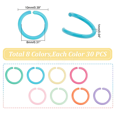   240Pcs 8 Colors Zinc Alloy Open Jump Rings FIND-PH0009-22-1