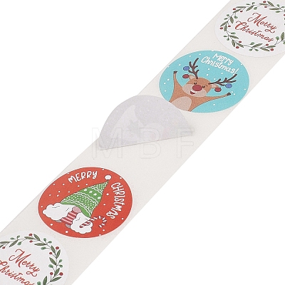 500Pcs Christmas Theme Round Stickers AJEW-S090-04D-1