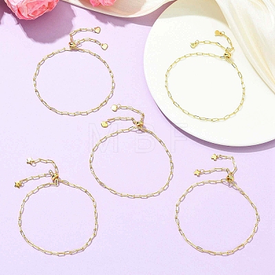 Adjustable Brass Paperclip Chain Slider Bracelets for Women BJEW-JB13616-1