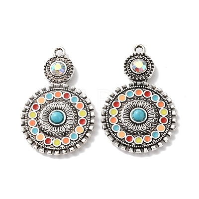 Bohemia Tibetan Style Alloy & Enamel & Acrylic & Rhinestone Pendants FIND-T074-01AS-1