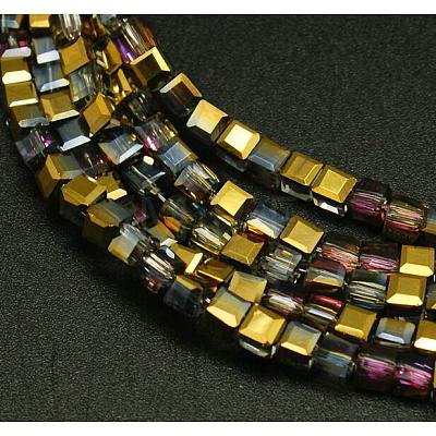 Electroplate Glass Beads Strands EGLA-D018-4x4mm-17-1