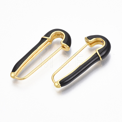 Brass Enamel Safety Pins Earrings JEWB-R015-01A-NF-1