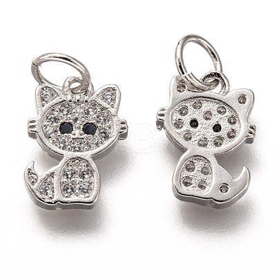 Brass Micro Pave Clear Cubic Zirconia Charms ZIRC-C020-38P-1