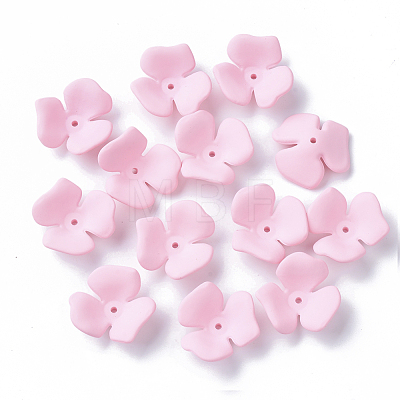 3-Petal Spray Painted Acrylic Bead Caps MACR-N007-01D-1