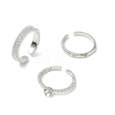 3Pcs Alloy Micro Pave Cubic Zirconia Cuff Rings Set CU-CBAF5DC-01P-1