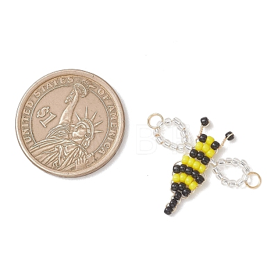 Glass Seed Beaded Bee Links Connector Charms PALLOY-MZ01221-1
