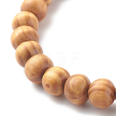 Natural Wood Beads Stretch Bracelets BJEW-JB06595-1