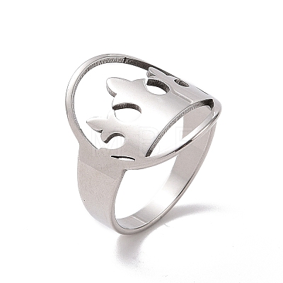 201 Stainless Steel Oval with Crown Finger Ring RJEW-J051-42P-1