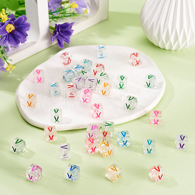 50Pcs Acrylic European Beads MACR-TADJ0001-13V-1