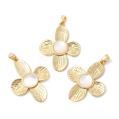 Natural White Shell Pendants KK-Z149-21G-1