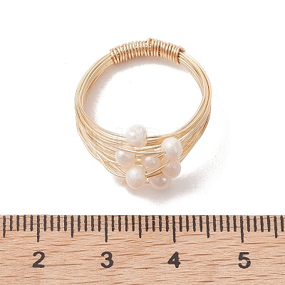 Natural Cultured Cluster Freshwater Pearl Finger Rings RJEW-JR01015-1