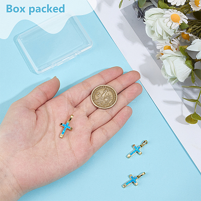 3Pcs Brass with Synthetic Opal Pendants KK-BC0015-77B-1