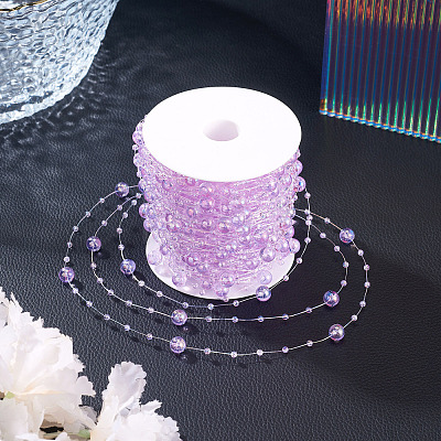 Acrylic Round Beaded Link Chains DIY-MB0007-001C-1