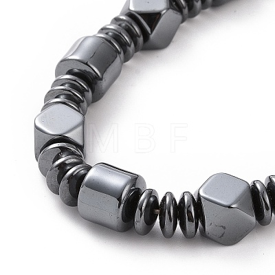 Disc & Column & Polygon Synthetic Hematite Beaded Necklace with Magnetic Clasp for Men Women G-C006-03-1