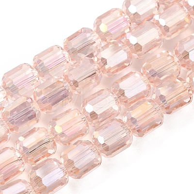 Electroplate Transparent Column Glass Beads Strands EGLA-A043-02-AB06-1