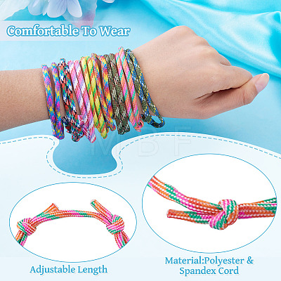 32Pcs 8 Styles Polyester & Spandex Cord Braided Bead Bracelets BJEW-TAC0066-1