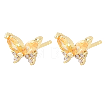 Brass Micro Pave Cubic Zirconia Stud Earrings for Women KK-A305-06G-03-1