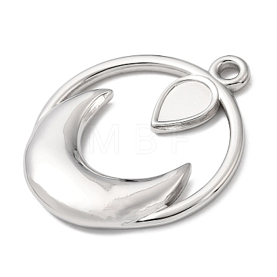 Moon 304 Stainless Steel Pendant Cabochon Setting STAS-P454-10P-1