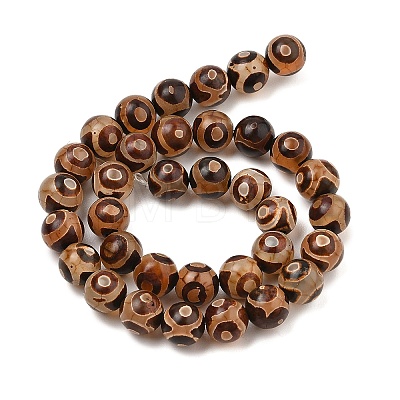 Natural Tibetan 3-Eye dZi Agate Beads Strands G-A240-A03-02-1