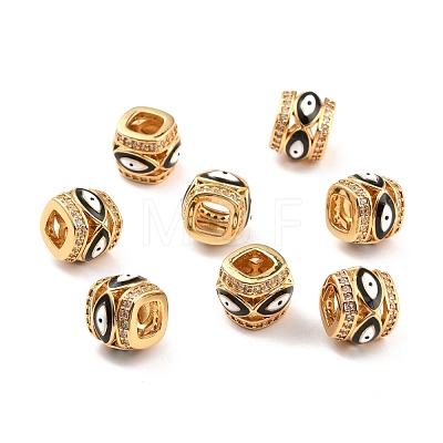 Real 18K Gold Plated Brass Micro Pave Clear Cubic Zirconia Beads ZIRC-Z023-01-1