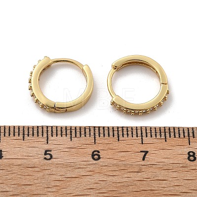 Clear Cubic Zirconia Huggie Hoop Earrings EJEW-L231-41G-01-1
