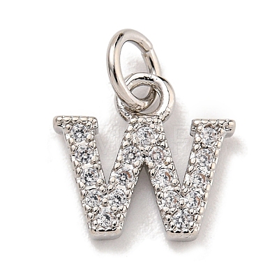Initial Letter Brass with Cubic Zirconia Charms KK-Q814-26W-P-1