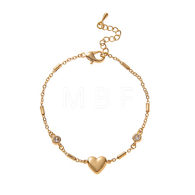 Brass Micro Pave Clear Cubic Zirconia Link Bracelets WGAB5A1-02-1