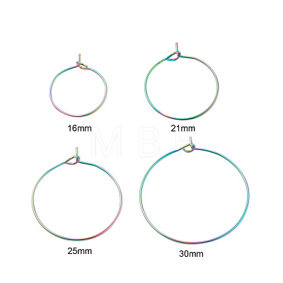 24Pcs 4 Size Ion Plating(IP) 316L Surgical Stainless Steel Hoop Earring Findings STAS-ZZ0001-03M-1
