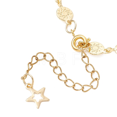 Brass Flat Round with Sun Pattern Link Bracelets BJEW-JB13480-1