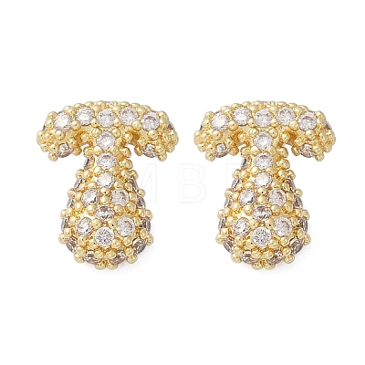 Brass Micro Pave Cubic Zirconia Stud Earrings EJEW-Z091-04G-T-1