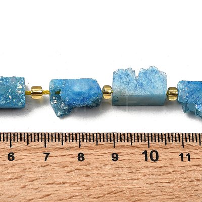 Electroplated Natural Druzy Agate Beads Strands G-R012-A02-03-1