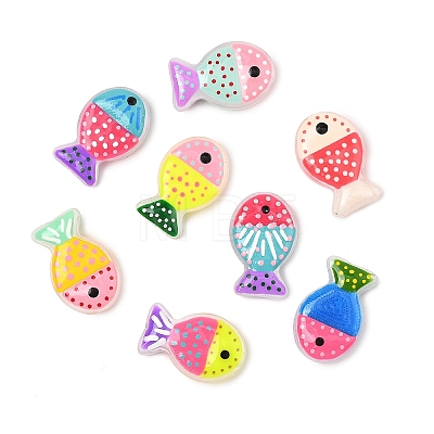 8Pcs 8 Colors Painted Glass Beads LAMP-YW0004-07-1