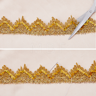 13M Sequin Polyester Wavy Lace Ribbon OCOR-WH0090-037B-1