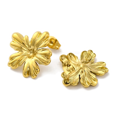 Ion Plating(IP) 304 Stainless Steel Flower Stud Earrings EJEW-D281-12G-1