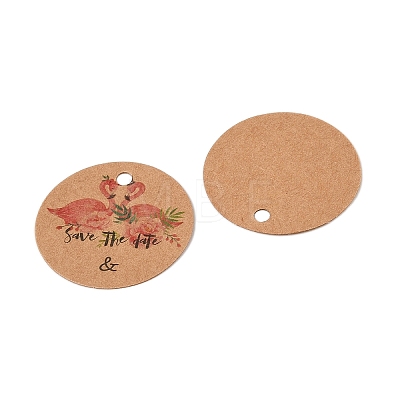 100Pcs Kraft Paper Flower Printed Gift Tags CDIS-H007-02-1