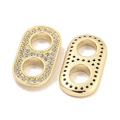 Brass Micro Pave Clear Cubic Zirconia Connector Charms KK-S386-15G-1