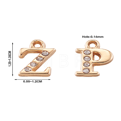 Alloy Rhinestone Charms ALRI-T008-01G-1