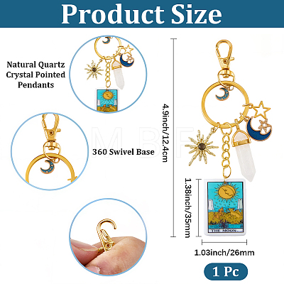 1Pc Rectangle Alloy & Enamel & Acrylic Keychains KEYC-BM0001-26C-1